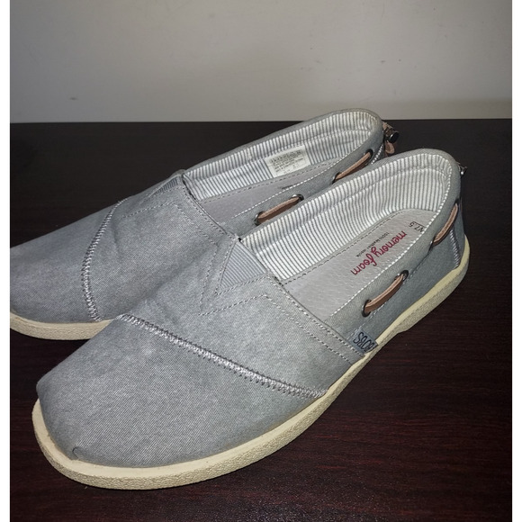 Bobs Skechers Women's Slip Ons 7.5M Boat Shoes Memory Foam Canvas Gray 33739 - Picture 1 of 13